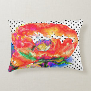 Aquarellmalerei mit rotem Mohn, abstrakt Zierkissen