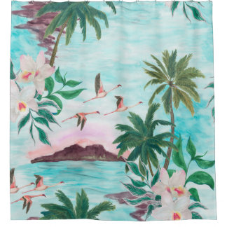 Aquarellmalerei nahtlos mit hawaiianischem Muster Duschvorhang