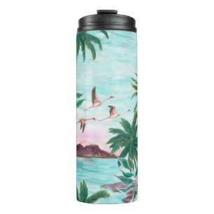 Aquarellmalerei nahtlos mit hawaiianischem Muster Thermosbecher