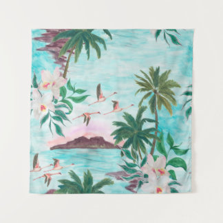 Aquarellmalerei nahtlos mit hawaiianischem Muster Wandteppich