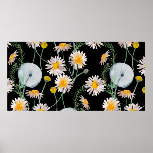 Aquarellmalerei nahtlos mit Kamille Poster