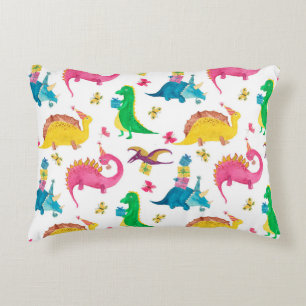 Aquarellmalerei nahtloses Muster mit Dinosaurier Dekokissen