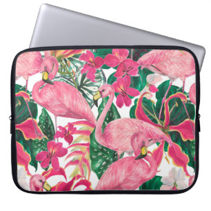 Aquarellmalerei nahtloses Muster mit Flamingo Laptopschutzhülle