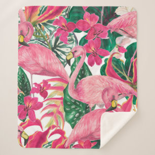 Aquarellmalerei nahtloses Muster mit Flamingo Sherpadecke