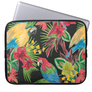 Aquarellmalerei nahtloses Muster mit Papageien Laptopschutzhülle