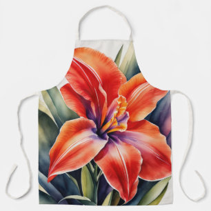 Aquarellmalerei Orange Liliengblüte Schürze