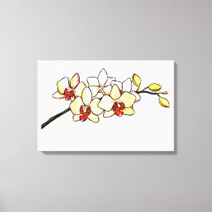 Aquarellmalerei Orchideengelbe Blüten Zen Leinwanddruck