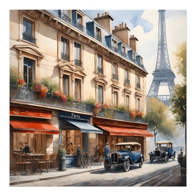 Aquarellmalerei Paris Fotodruck (Vorne)