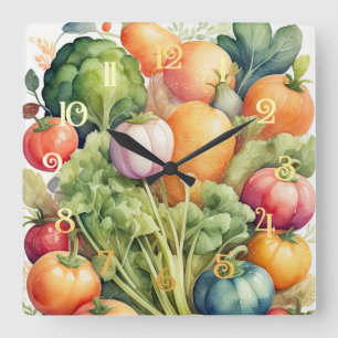 Aquarellmalerei Quadratische Wanduhr