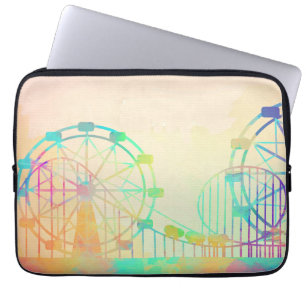 Aquarellmalerei Riesenrad Jahrmarkt Kunst Laptopschutzhülle