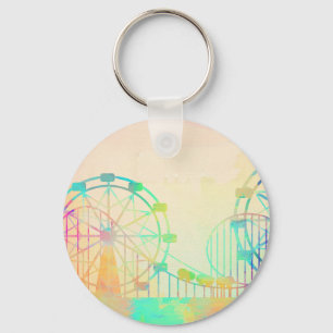 Aquarellmalerei Riesenrad Jahrmarkt Kunst Schlüsselanhänger