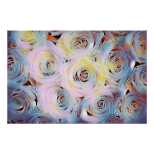 Aquarellmalerei rosa lila Rosen Poster