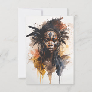 Aquarellmalerei, schöne afrikanische Stammesfrauen Dankeskarte