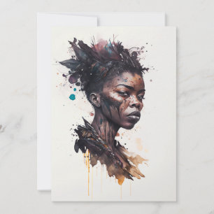Aquarellmalerei, schöne afrikanische Stammesfrauen Einladung