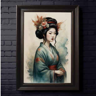 Aquarellmalerei Schöne asiatische Blume Poster