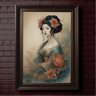 Aquarellmalerei Schöne asiatische Blume Poster