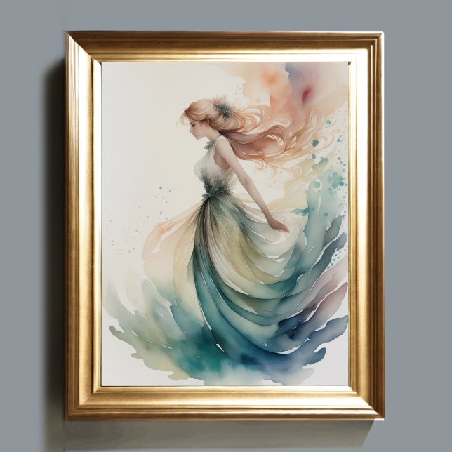 Aquarellmalerei Schöne Frau Wasser Nymph Poster (Von Creator hochgeladen)