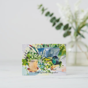 Aquarellmalerei , Sommergarten und Lawanda Mitteilungskarte