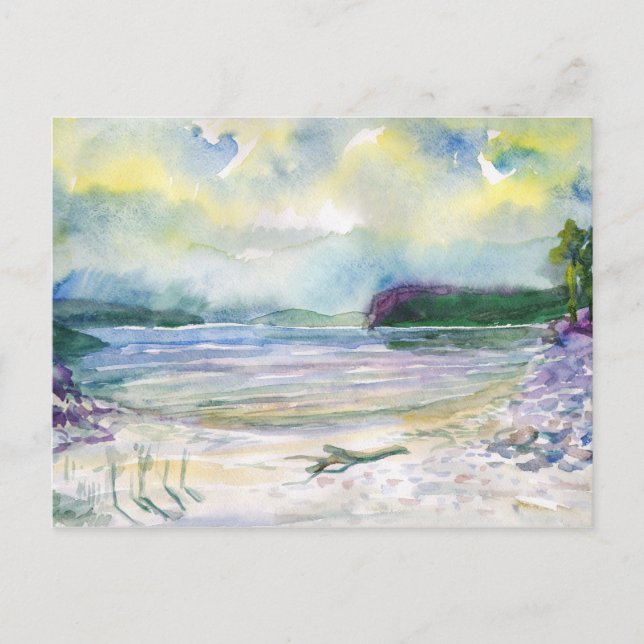 Aquarellmalerei Sommerregen. Postkarte (Vorderseite)