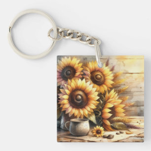 Aquarellmalerei Sonnenblumen Schlüsselanhänger