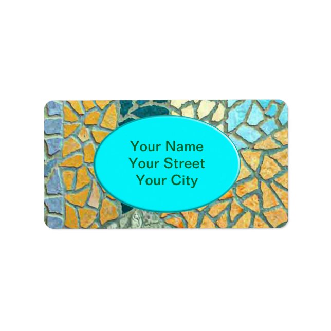 Aquarellmalerei Stone Mosaik + Ihre Ideen Adressaufkleber (Vorne)