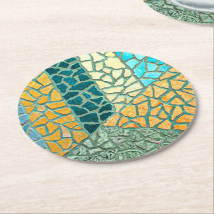 Aquarellmalerei Stone Mosaik + Ihre Ideen Runder Pappuntersetzer