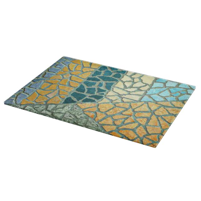 Aquarellmalerei Stone Mosaik + Ihre Ideen Schneidebrett (Ecke)