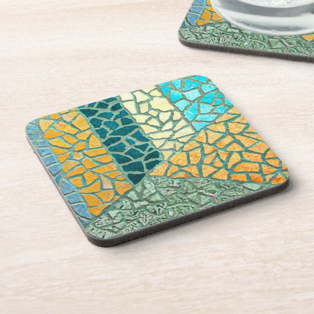 Aquarellmalerei Stone Mosaik + Ihre Ideen Untersetzer (Linke Seite)