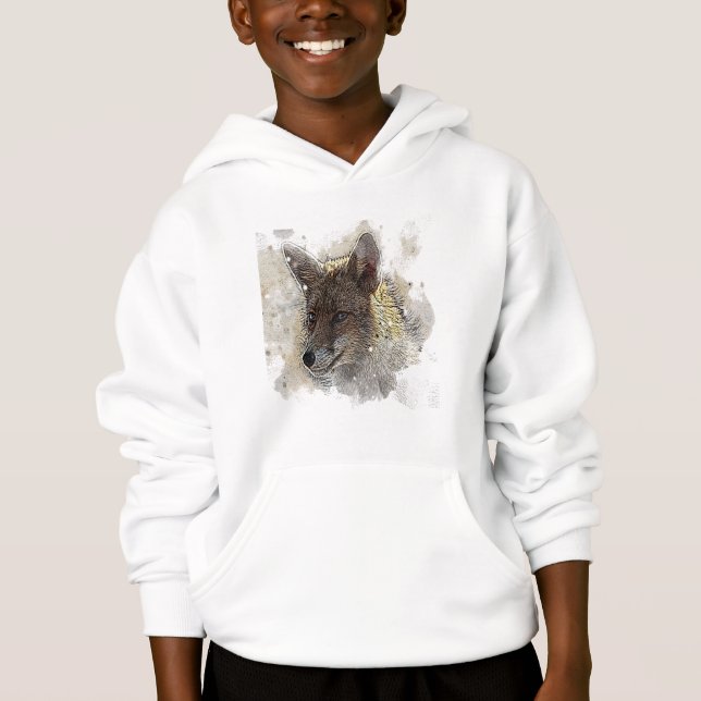 Aquarellmalerei und zeichn eines Fuchses Hoodie (Vorderseite)