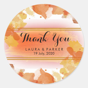 Aquarellmalerei Vielen Dank für Ihre Hochzeitsküns Runder Aufkleber
