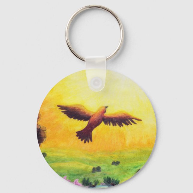 Aquarellmalerei Vintager Adler, der in den Schlüsselanhänger (Vorderseite)