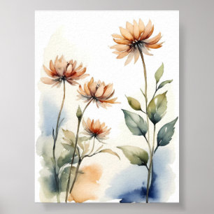 Aquarellmalerei von Blumen Poster