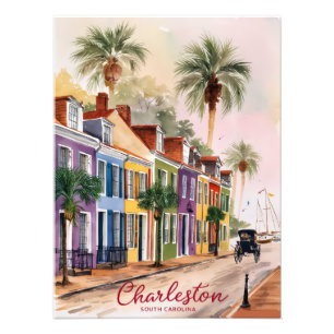 Aquarellmalerei von Charleston South Carolina Fotodruck