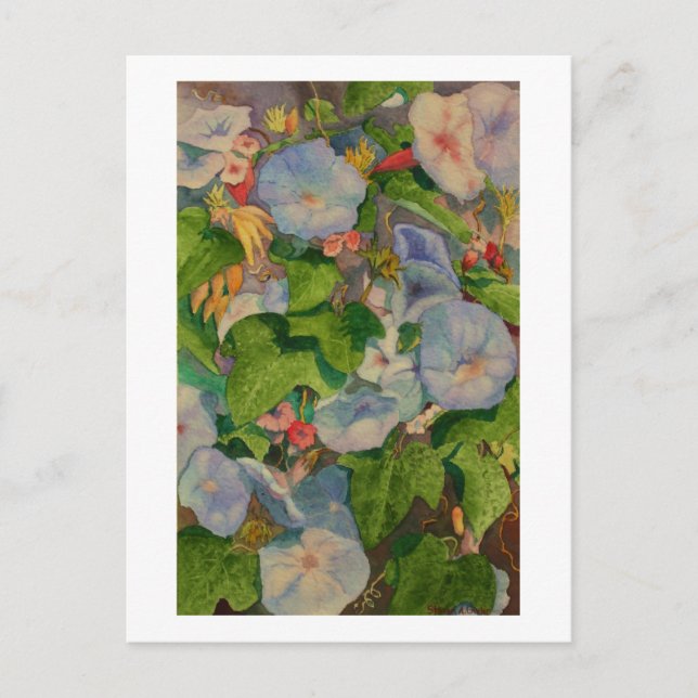 Aquarellmalerei von Glorienblüten des Morgens Postkarte (Vorderseite)