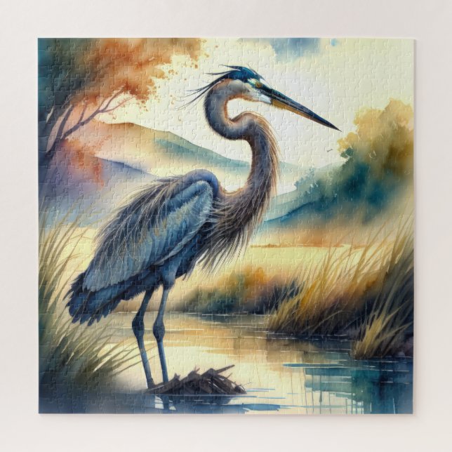 Aquarellmalerei von Great Blue Heron (Vertikal)