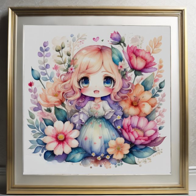 Aquarellmalerei von Kawaii Chibi 1:1 Poster (Von Creator hochgeladen)
