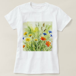 Aquarellmalerei von Wildblumen und Pflanzen T-Shirt