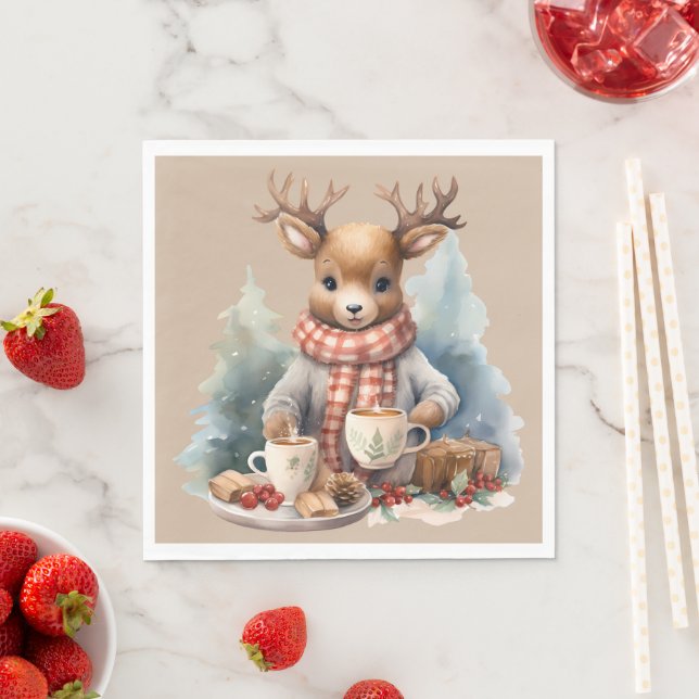 Aquarellmalerei Weihnachten rustikale Servietten (Beispiel)