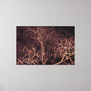 Aquarellmalerei Winterbaum bei Nacht Leinwanddruck