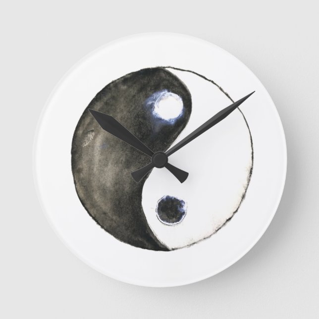 Aquarellmalerei Yang Symbolkunst Runde Wanduhr (Vorderseite)