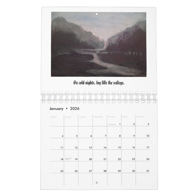 Aquarellmalereien der deutschen Landschaften Kalender (Jan 2026)