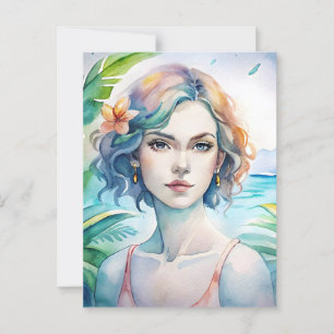 Aquarellmalerin hübsch postkarte