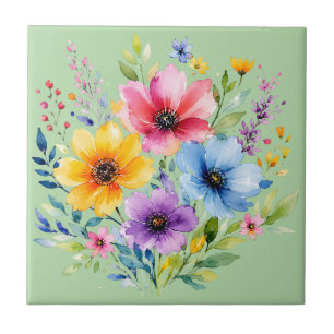 Aquarellmalte Wildblumen Fliese