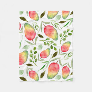 Aquarellmangos Muster Obst Fleecedecke