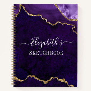 Aquarellmarbor Gold Lila Geode Sketchbook Notizbuch