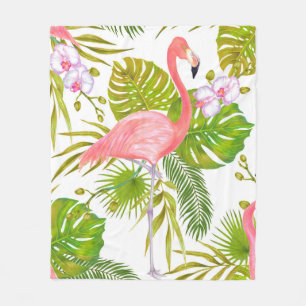 Aquarellmarker-Abbildung des rosa Flamingo bi Fleecedecke