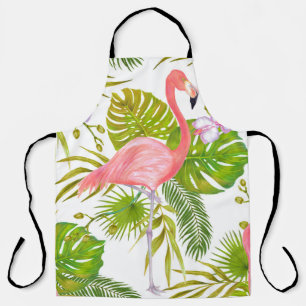 Aquarellmarker-Abbildung des rosa Flamingo bi Schürze