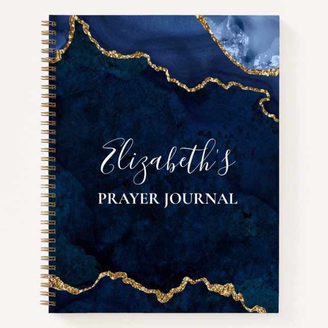 Aquarellmarmor Gold Blue Geode Prayer Journal Notizbuch (Vorderseite)