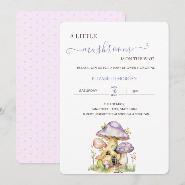 Aquarellmäschchen Dotted Baby Dusche Einladung (Vorne/Hinten)