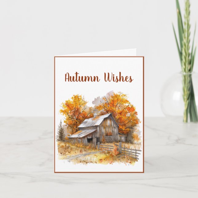 Aquarellmauer Herbst wünscht Grußkarte (Vorderseite)